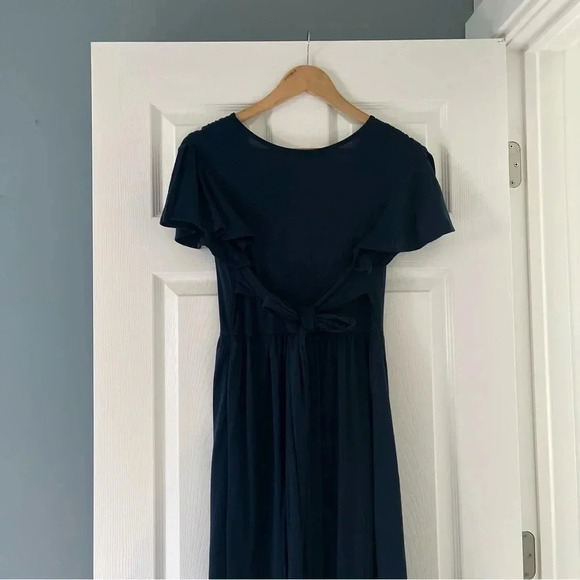 Shein Navy Blue Short Sleeve Maxi Dress with tie size small - Picture 7 of 8